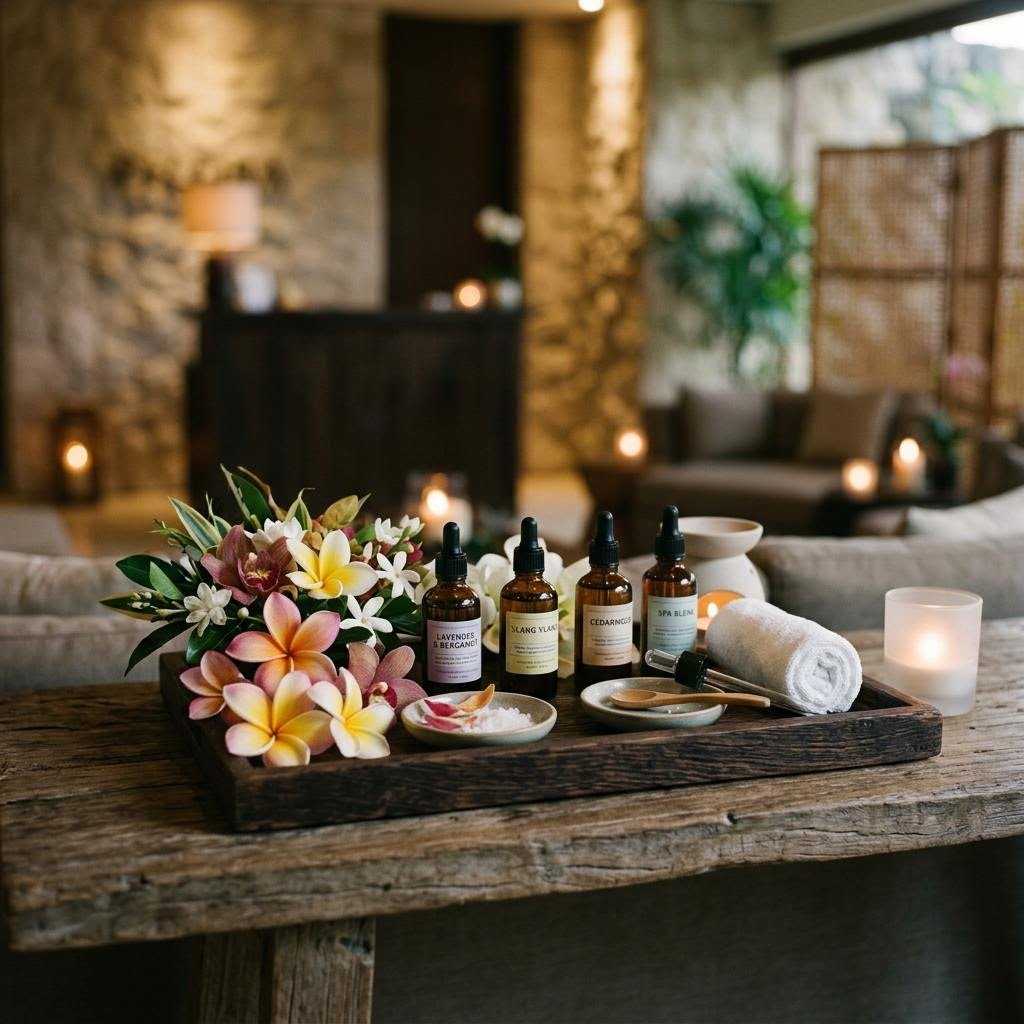 Editorial imagery showcasing curated aromatherapy essential oils