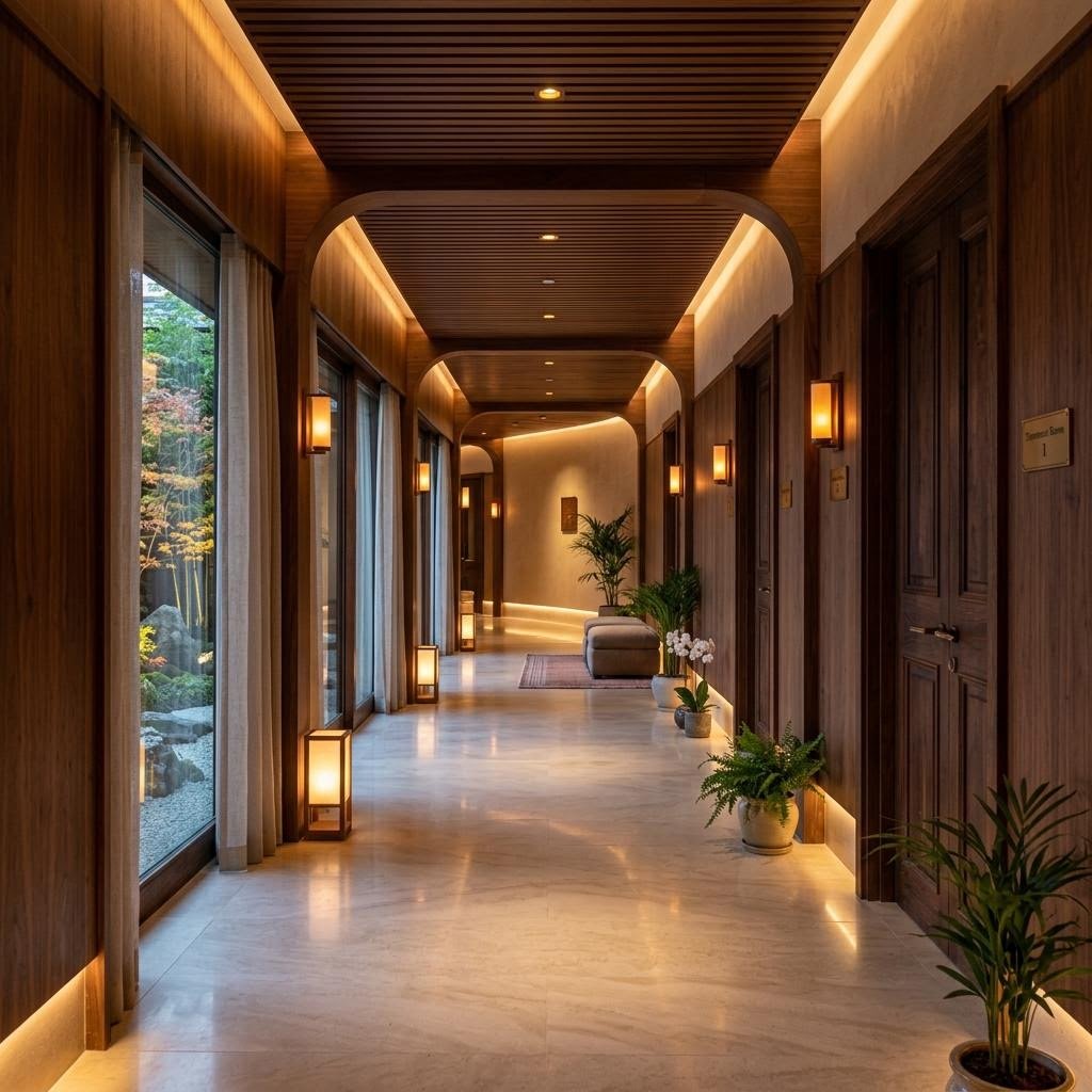 Editorial imagery depicting a calming spa atmosphere