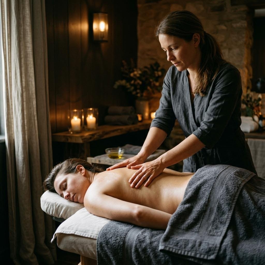 Editorial imagery representing focused deep tissue massage therapy